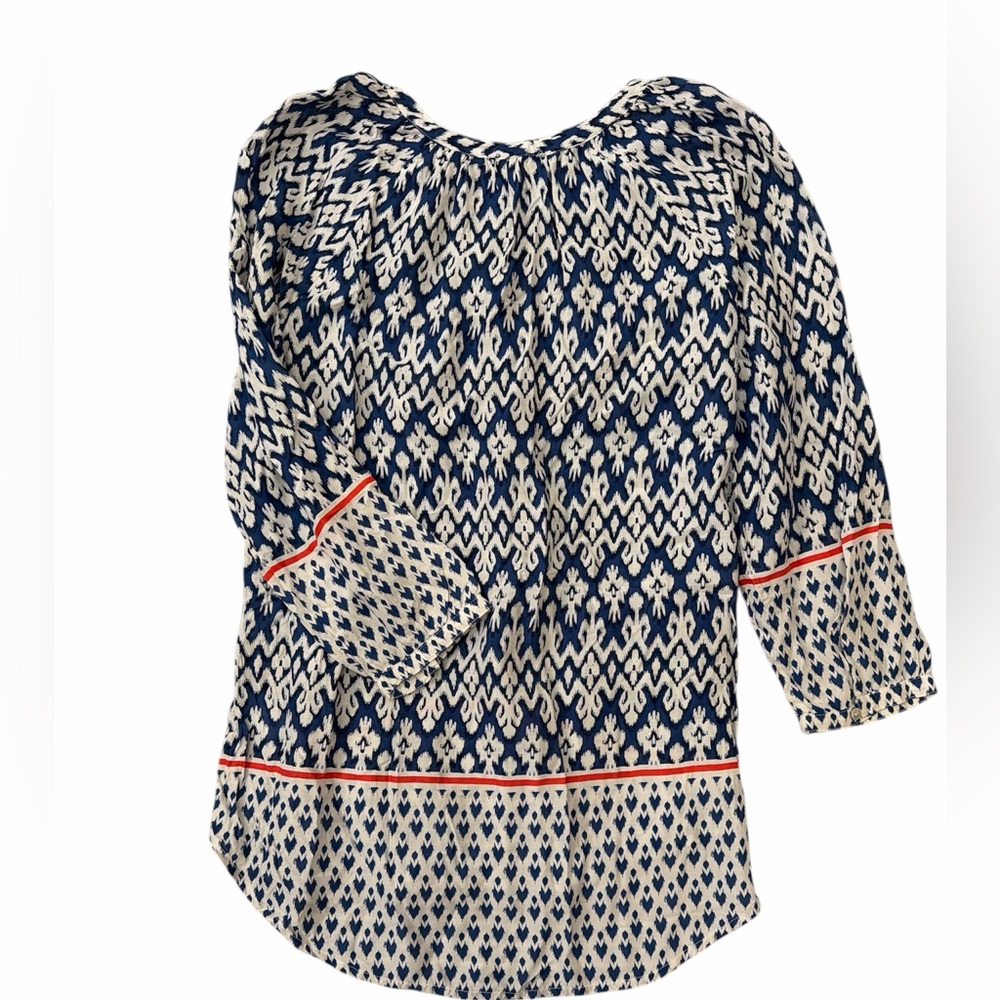 beachlunchlounge Blue and White Sz S blouse - Picture 5 of 5